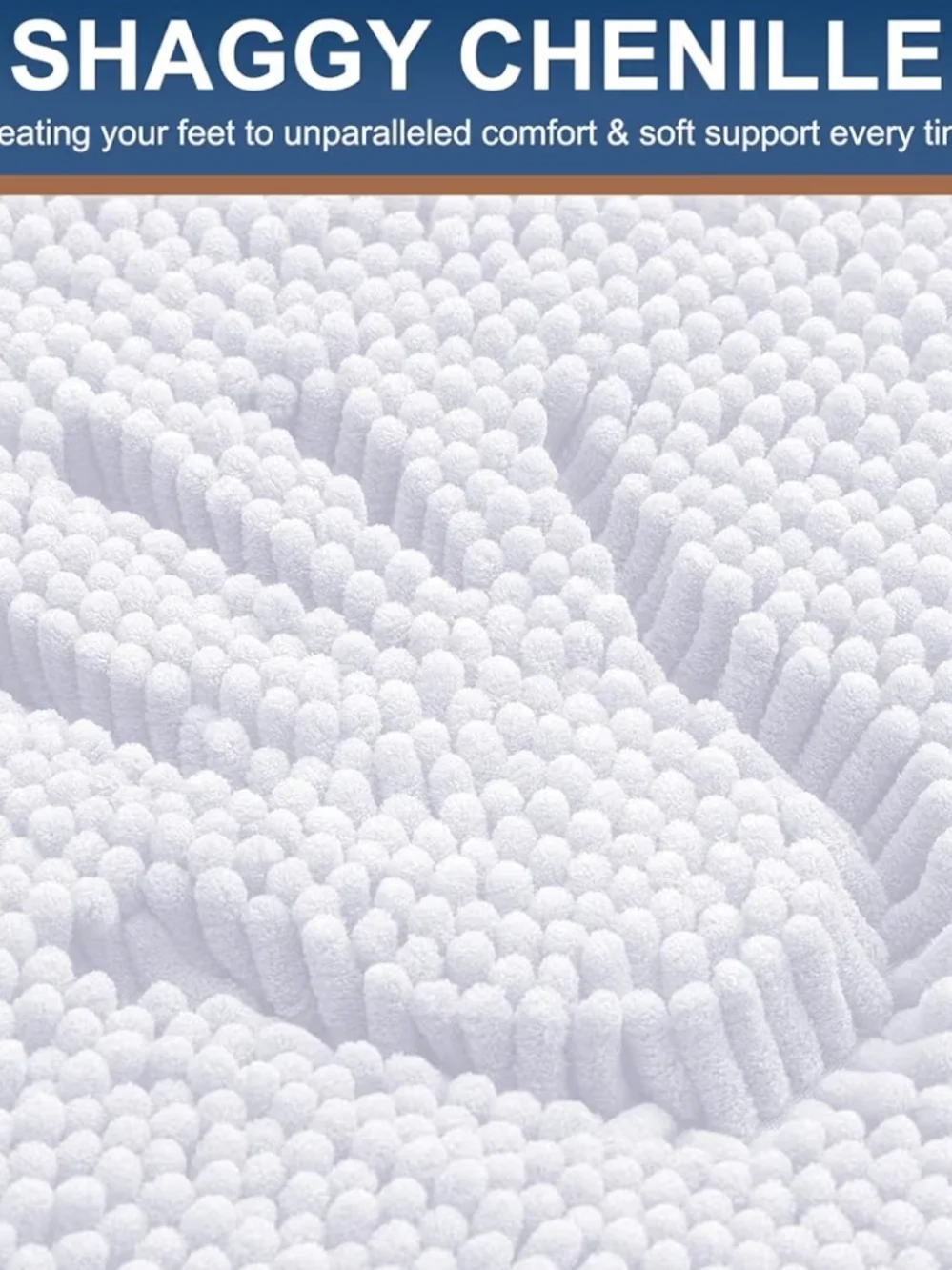 Plush Chenille Bath Mat - White